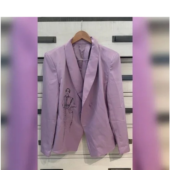 SHEIN X Oxana Figure Graphic Single Button Blazer - Picture 2 of 4
